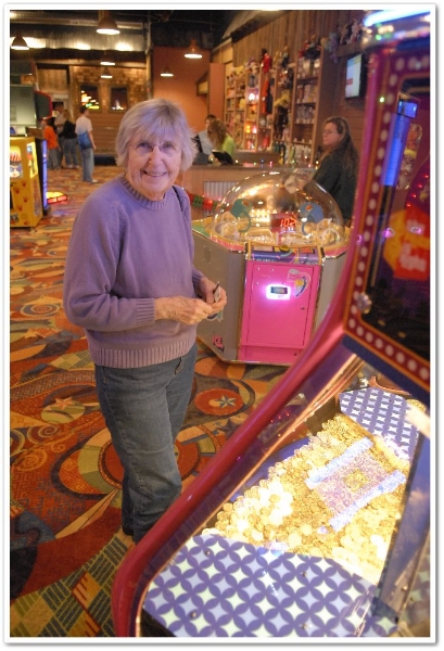 Grandma Playing in Arcade